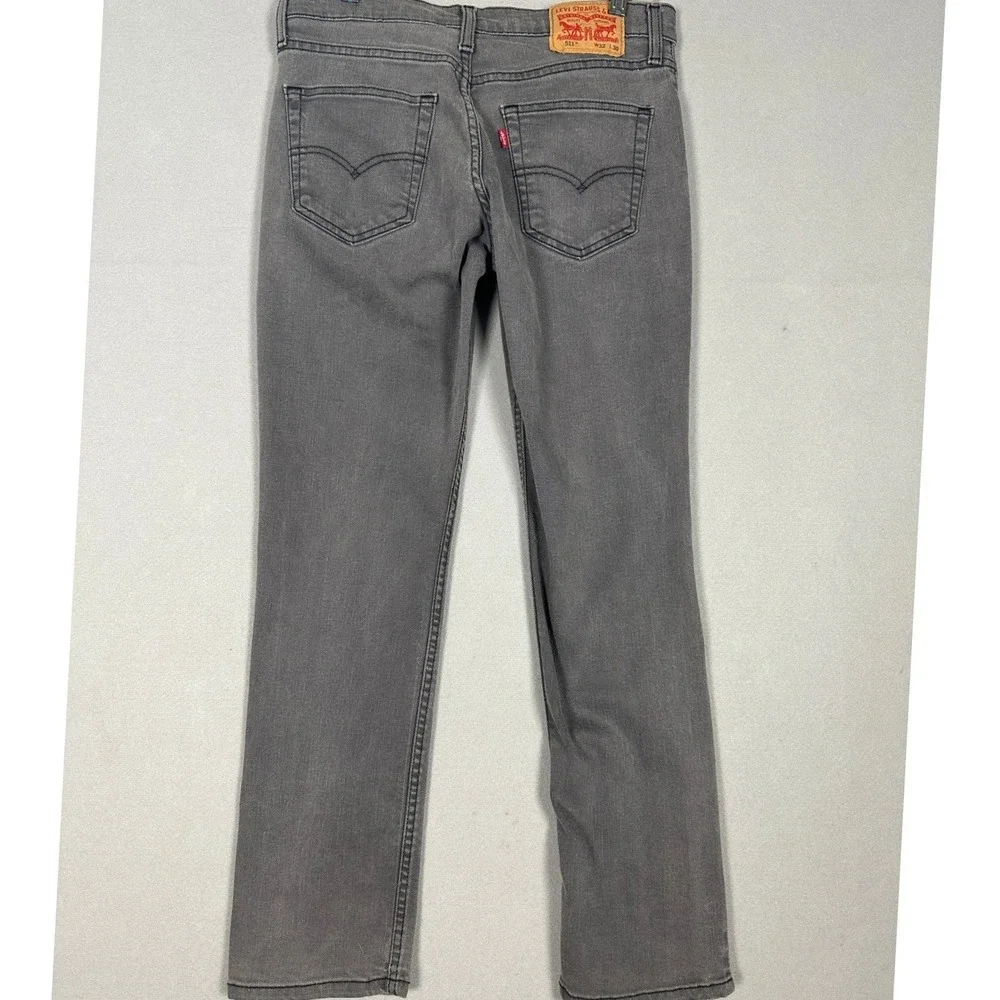 Levis 511 Jeans Mens 32X30 Grey Slim Fit Tapered Leg Stretch Red Tab Denim Pants
